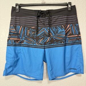 Patagonia Men’s Board Shorts Blue Swim 19” Stretch Planing Surfing Size 36